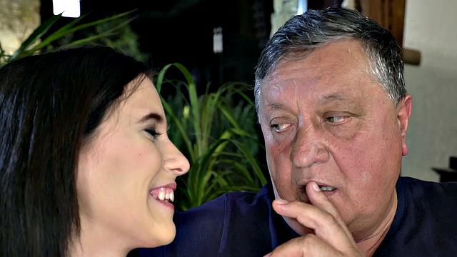 Old dude fucks perverted 21yo in wet pussy hole