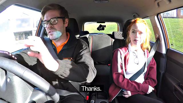 Tattooed student devours instructor's cum in a wild car ride