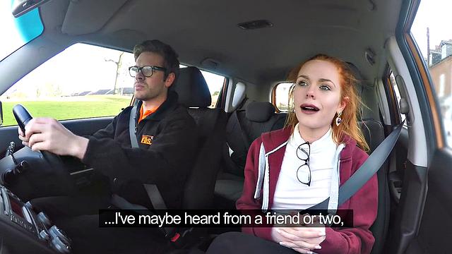 Tattooed student devours instructor's cum in a wild car ride