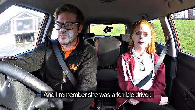 Tattooed student devours instructor's cum in a wild car ride