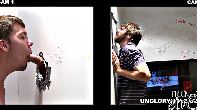 Straight cocksucked in gloryhole