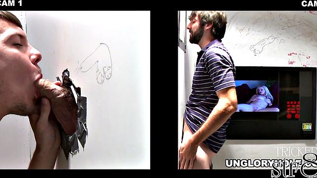 Straight cocksucked in gloryhole