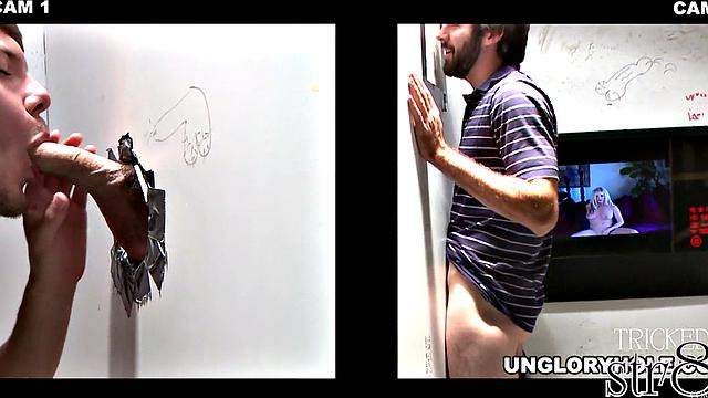 Straight cocksucked in gloryhole