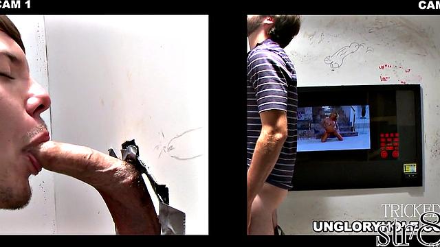 Straight cocksucked in gloryhole