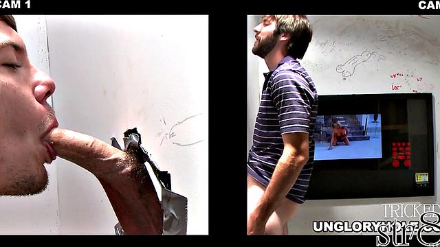 Straight cocksucked in gloryhole