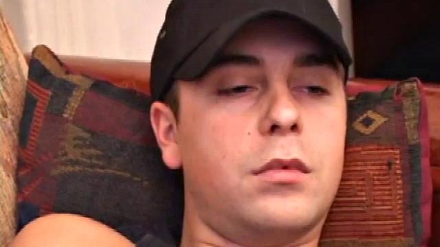 After inviting us to watch, Vincenzo works up a boner in his sweats and then pulls out his hard cock. He lubes up and gives it a good stroking as he plays with his asshole.