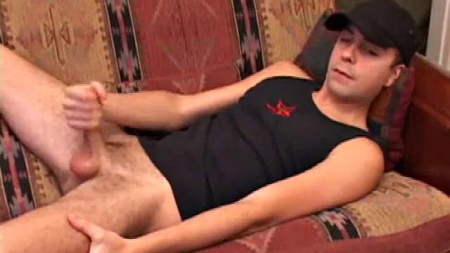 After inviting us to watch, Vincenzo works up a boner in his sweats and then pulls out his hard cock. He lubes up and gives it a good stroking as he plays with his asshole.