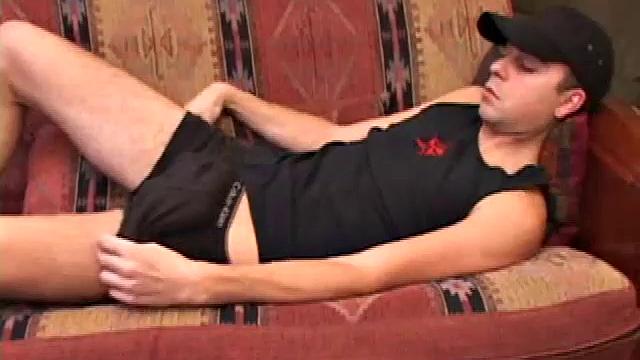 After inviting us to watch, Vincenzo works up a boner in his sweats and then pulls out his hard cock. He lubes up and gives it a good stroking as he plays with his asshole.