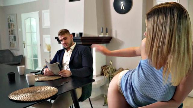 Blonde MILF in high heels fucks in dirty hostel room with dirty fucker