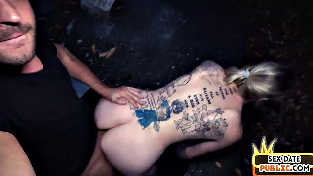 Sloppy public blowjob by German skank