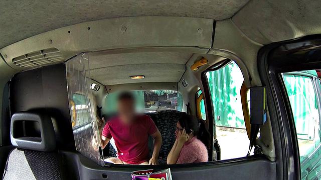 Brunette slut can't resist a taxi ride and fucks hard in the backseat
