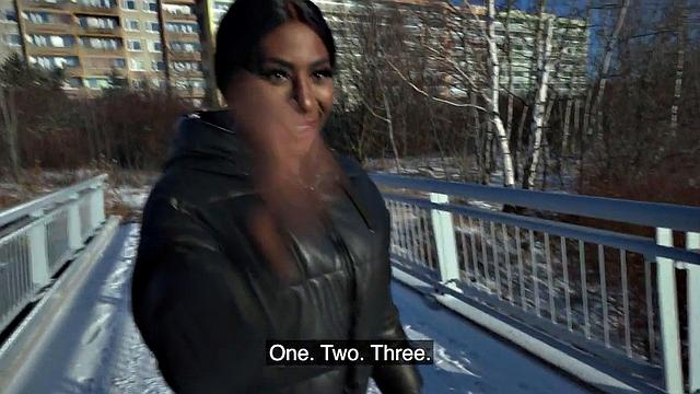 Picked up amateur ebony babe pussynailed