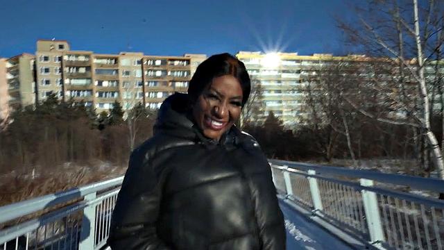 Picked up amateur ebony babe pussynailed