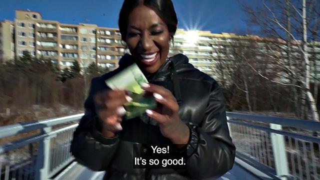 Picked up amateur ebony babe pussynailed