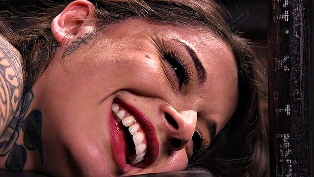 Tattooed sub sucks dildostick and gets pussywhipped