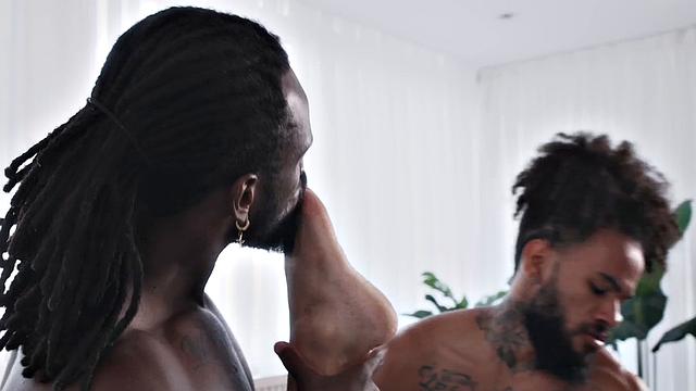 Ethnic jock pissed on and fucked in BBC 3some by dom gays