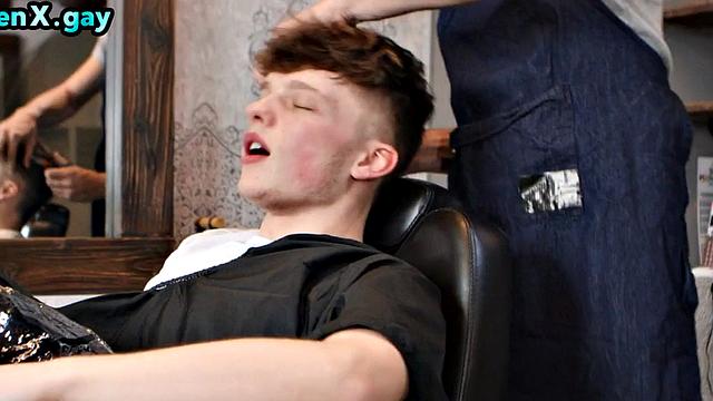 21yo hairdresser rides customer's cock in public salon