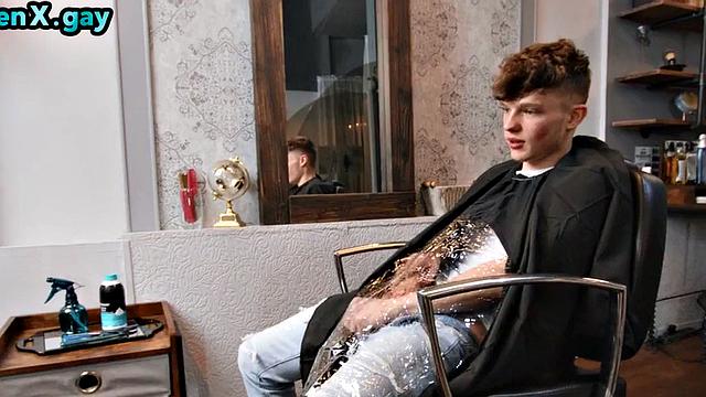 21yo hairdresser rides customer's cock in public salon