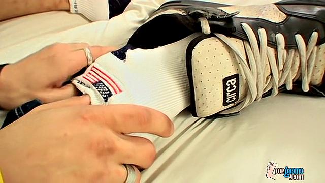 Jester gets his toes worshipped and laughs his way through a hot gay foot session