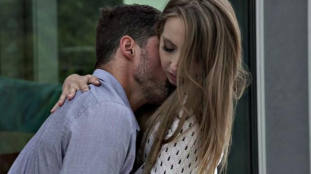 Gorgeous babe gives footjob to bf after oralsex