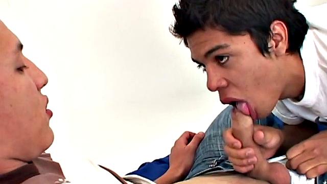 Latin boy Edison is curious about sex and has asked little Samir to show him what it's like. Samir wastes no time getting the boy's big uncut dick in his mouth and soon has Edison sporting a boner.
