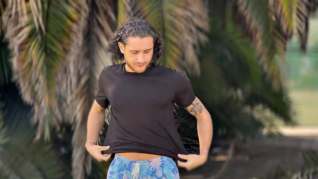 Solo inked eager jock wanks his cock with pleasure