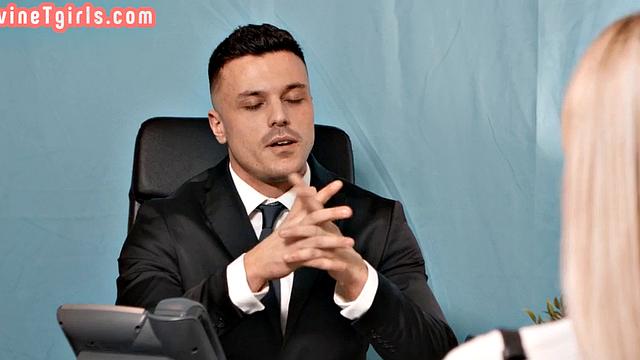 Tgirl barebacked with in office