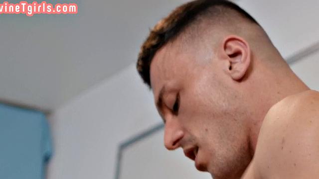 Tgirl barebacked with in office