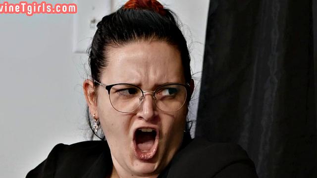 Tgirl barebacked with in office