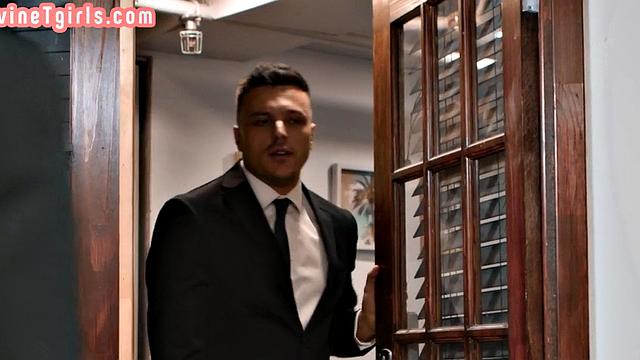 Tgirl barebacked with in office