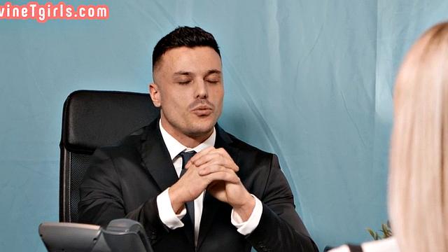 Tgirl barebacked with in office