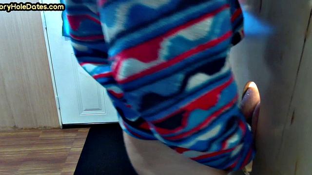 Home gaydaddy sucks gloryhole cock deep with his throat