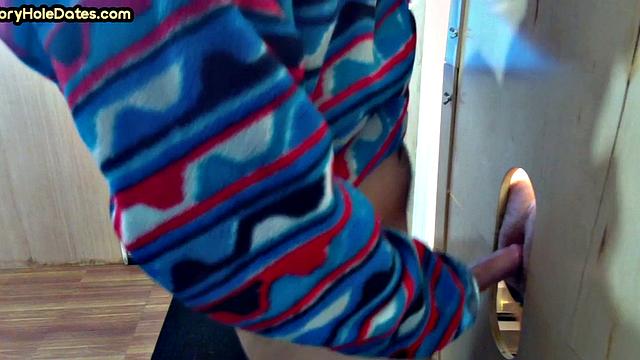 Home gaydaddy sucks gloryhole cock deep with his throat
