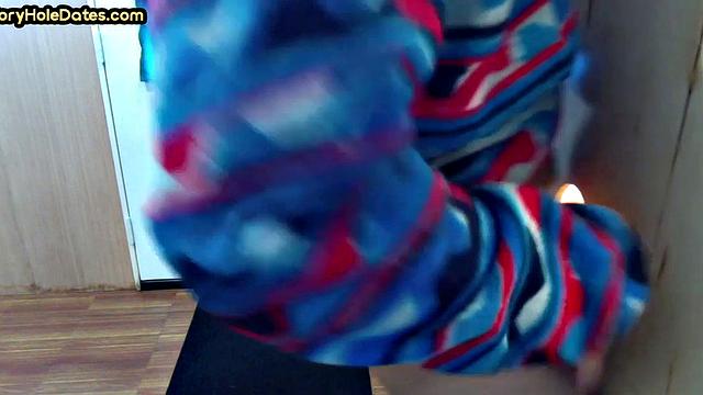 Home gaydaddy sucks gloryhole cock deep with his throat