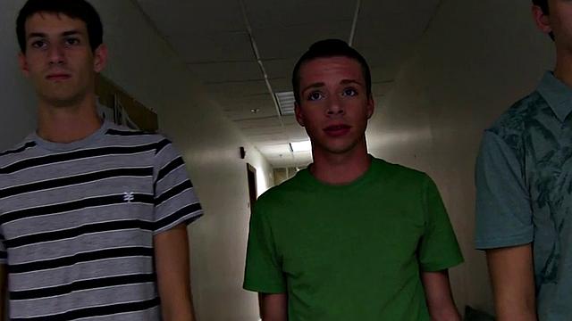 Str8 college stud nailed for frat in dorm of voyeurs