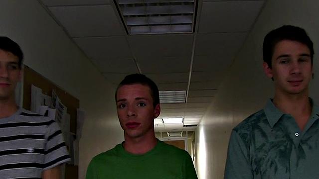 Str8 college stud nailed for frat in dorm of voyeurs