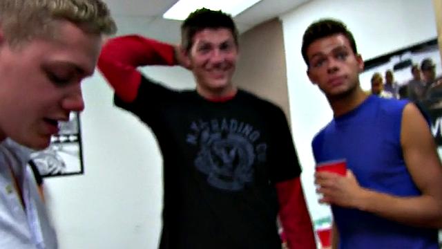 Str8 college stud nailed for frat in dorm of voyeurs