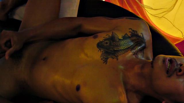 Pee loving Asian twink bareback humped by boyfriend at home