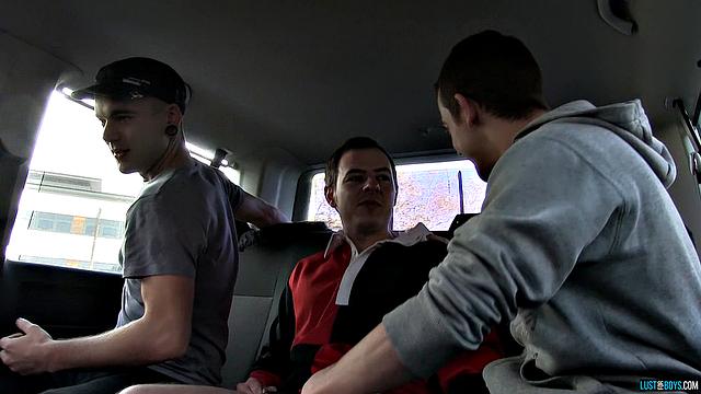 Hung Rugby Boy Gets Used In The Back Seat - Jake Richards, Stephan Black & Dan Jenkins