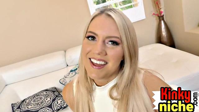 Blonde babe squirting on cock