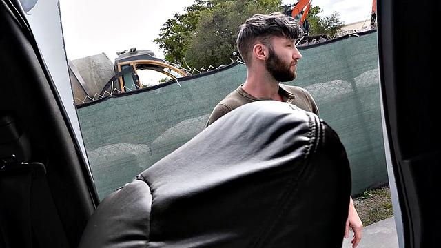 Pulled amateur bangs gay stud in public van outdoor