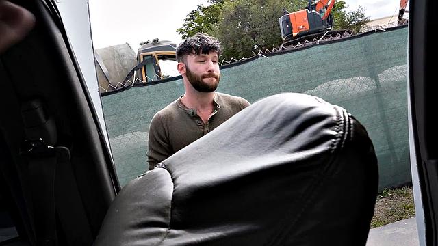 Pulled amateur bangs gay stud in public van outdoor