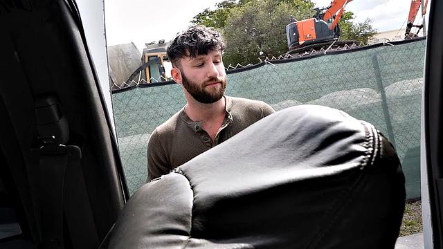 Pulled amateur bangs gay stud in public van outdoor