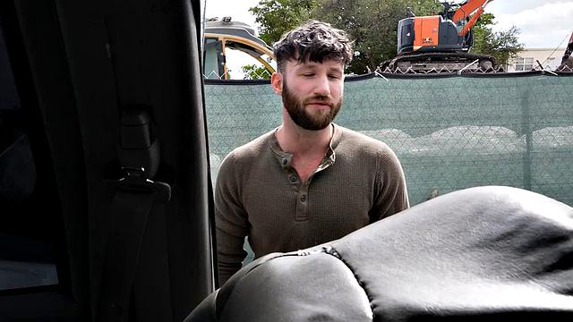 Pulled amateur bangs gay stud in public van outdoor