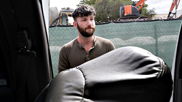 Pulled amateur bangs gay stud in public van outdoor