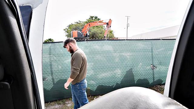 Pulled amateur bangs gay stud in public van outdoor