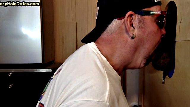 DILF deepthroats gloryhole cock of his BF