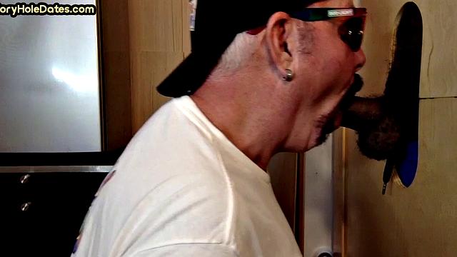 DILF deepthroats gloryhole cock of his BF