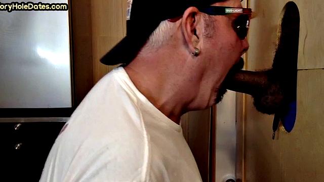 DILF deepthroats gloryhole cock of his BF