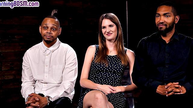 Submissive anal babe fucked in BDSM 3way till cumshot